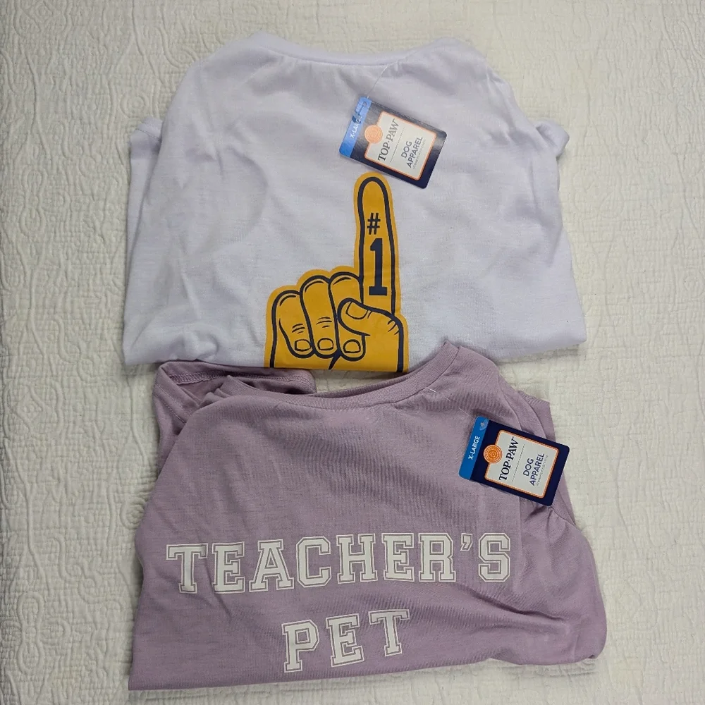 Top Paw T-shirts Bundle (2) Size XL Dog White and‎ Lavender NWT